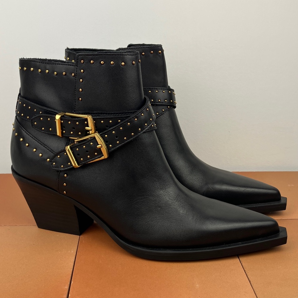 Dolce Vita Roland Ronnie Black Leather Western Boots NWT